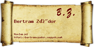Bertram Zádor névjegykártya